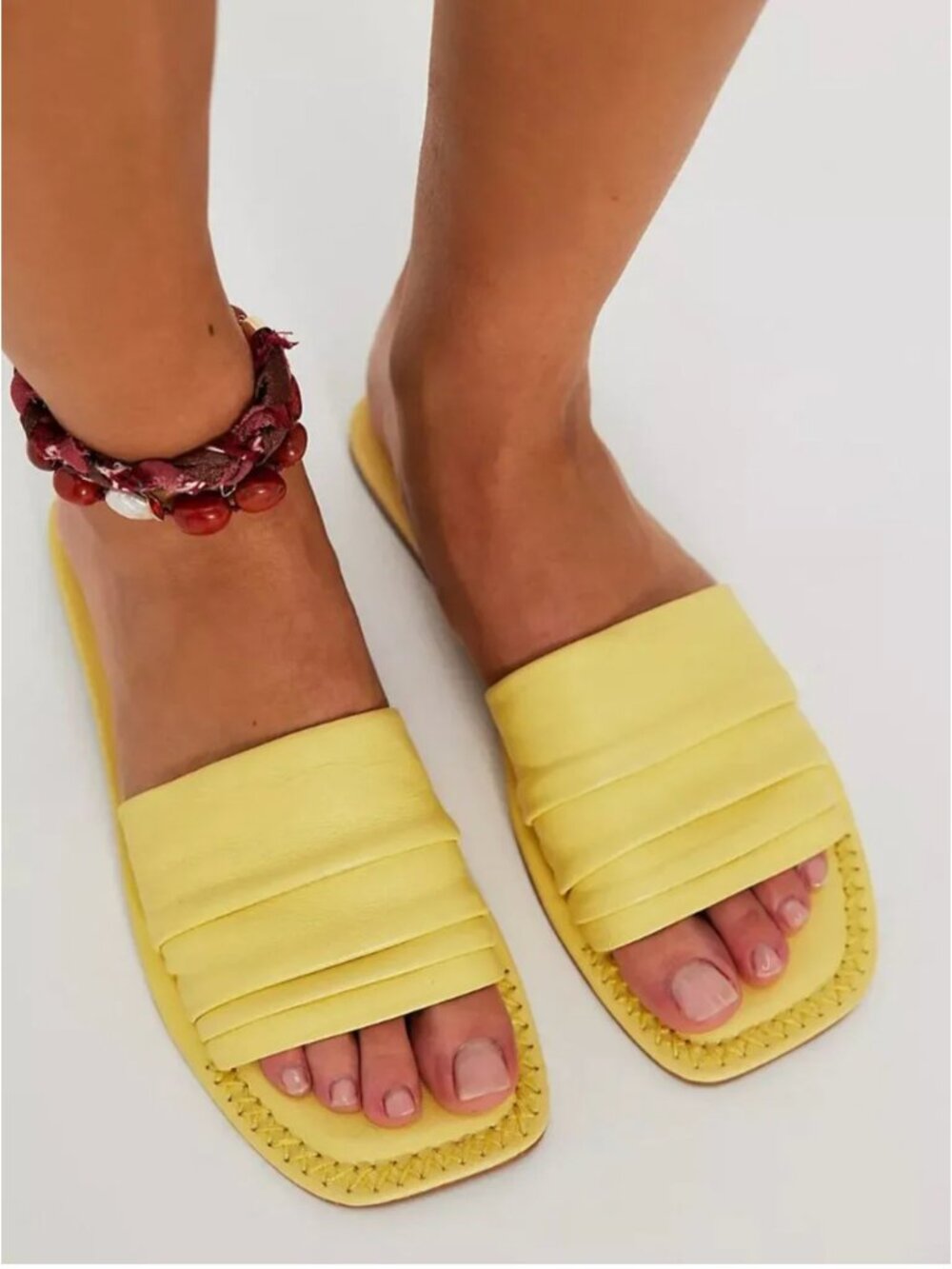 FREE PEOPLE NIB Evelyn Slip On Sandals / Sunkissed Yellow Leather